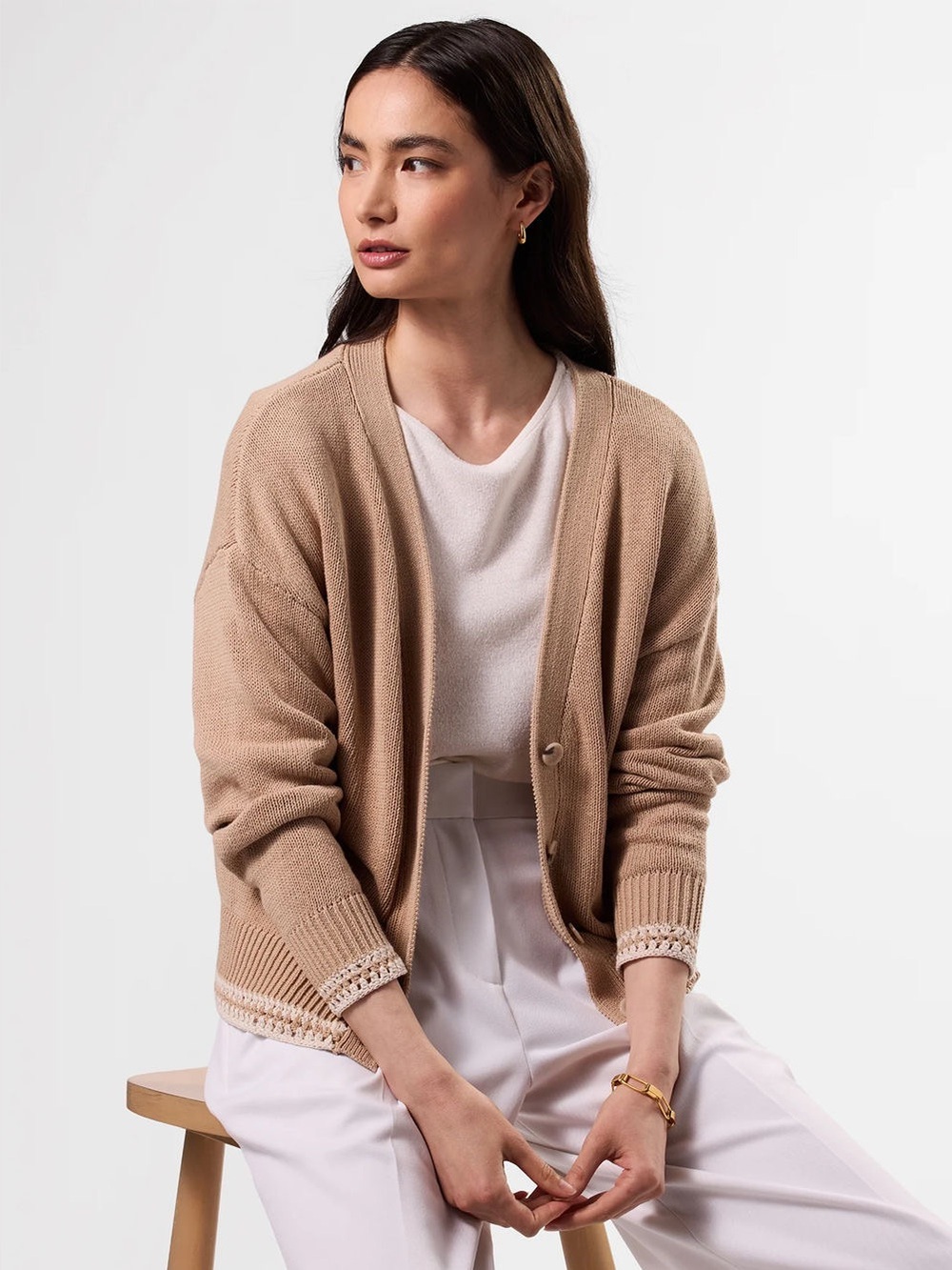 NWT Amour Vert Texture Cardigan in Biscotti - Size Small